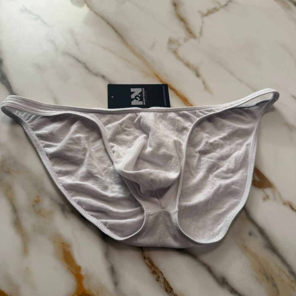 NEW N2N Bodywear Mens Cotton Micro Bikini Color White Size Large